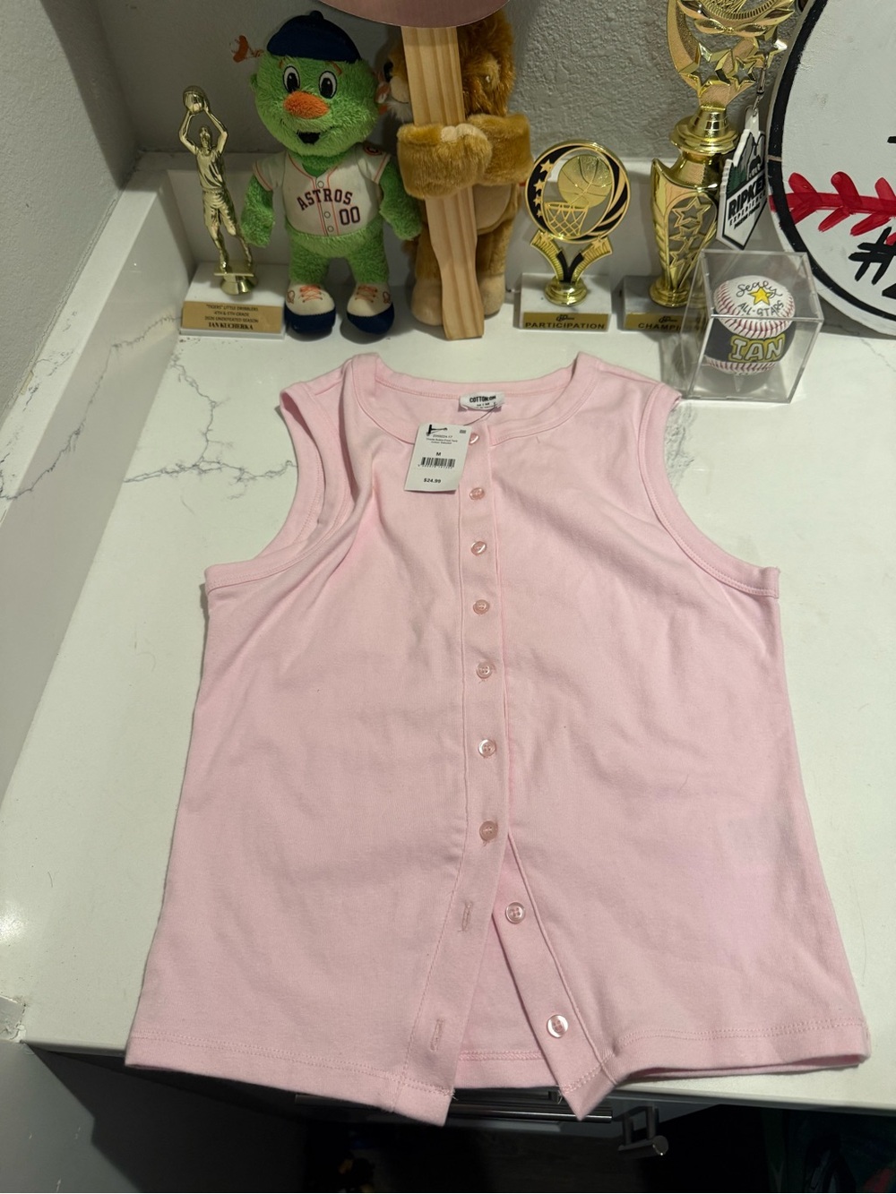 Cotton On Light Pink Girls' Button-Front Tank